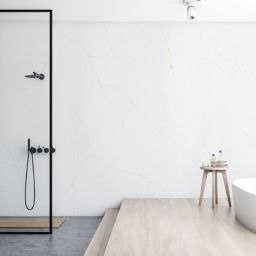 Noblesse Gold Granite Slab used as a backsplash within a bathroom