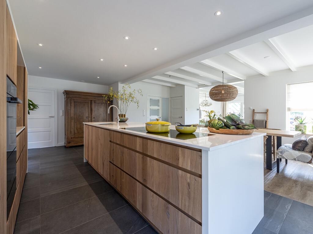 Kitchen Designed with White Granite Worktops